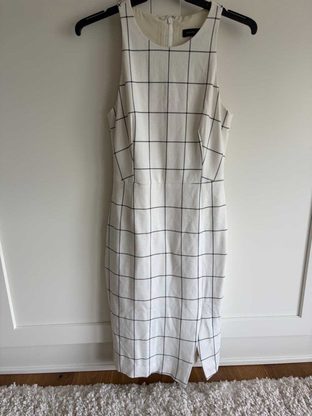Banana Republic White Windowpane Midi Sheath Dress - Sz 00P